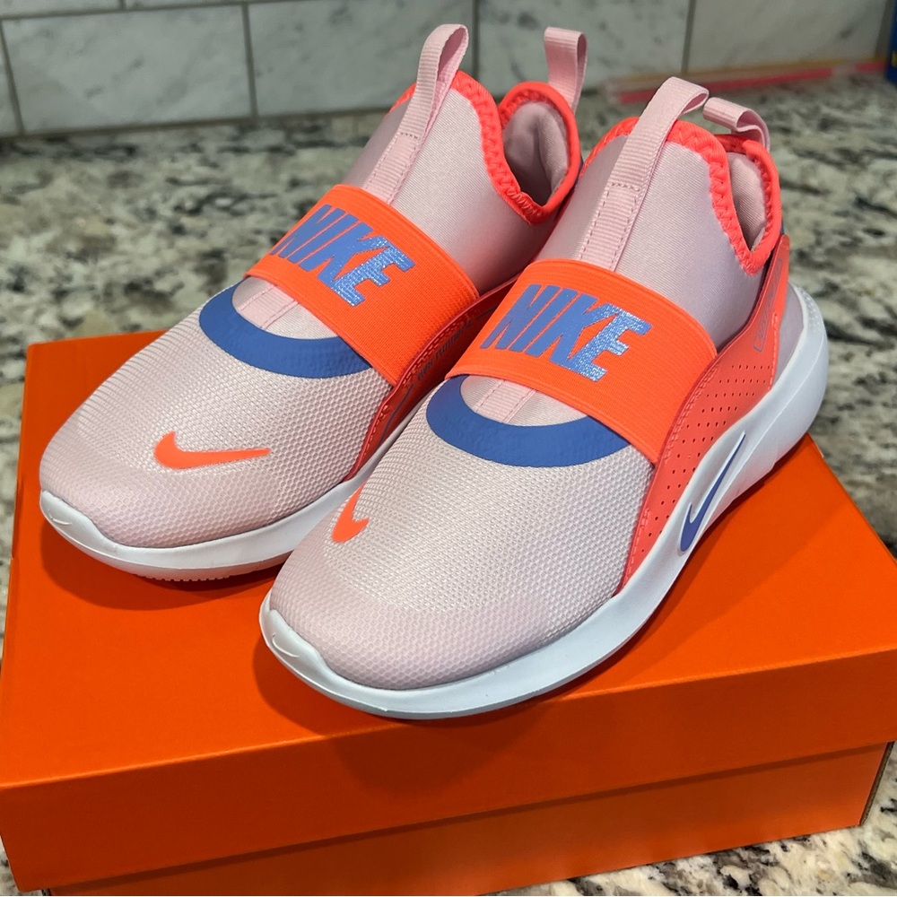 Nike Kids Pink and Orange Flex runner Slip-On Shoes
